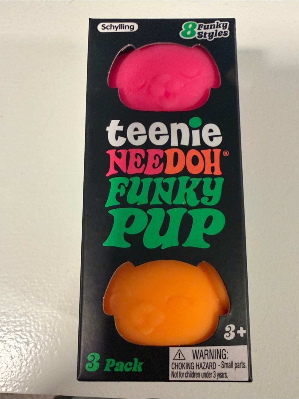Teenie Needoh Funky Pup 3-Pack - Pink, Teal, & Orange